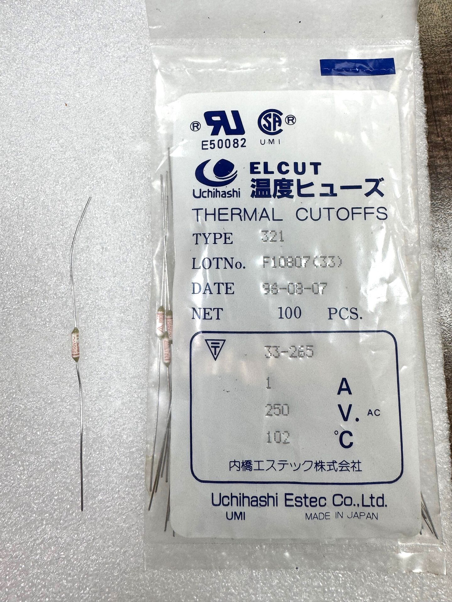 1A 250V AC 102C TERMİK SİGORTA