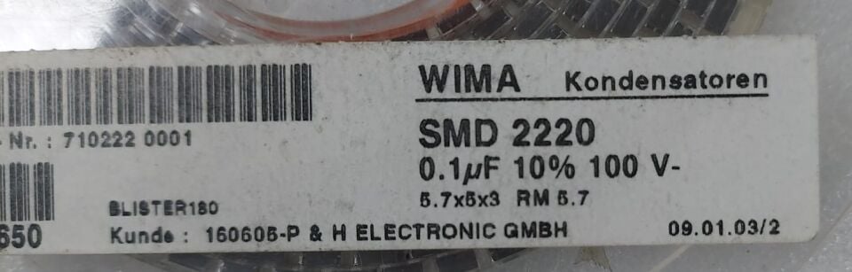 0.1UF 100V (01UF)  2220 KILIF  SMD TANTAL  WIMA