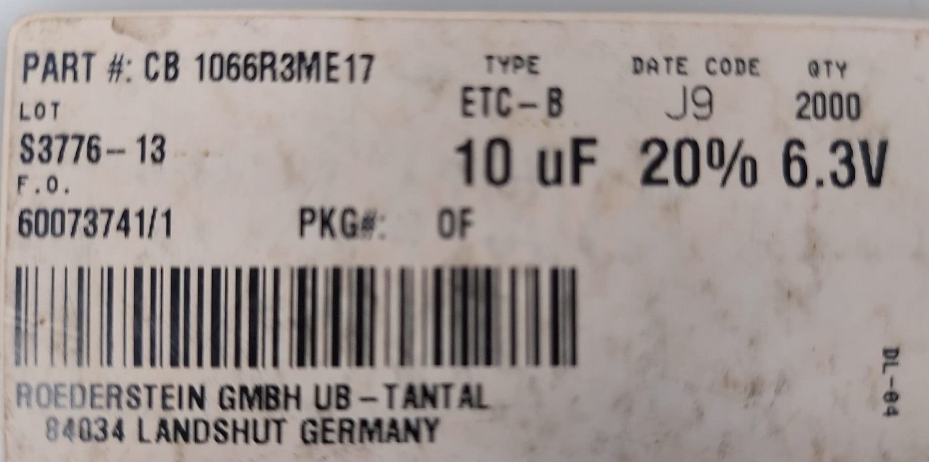 10UF 6,3V  B CASE SMD TANTAL