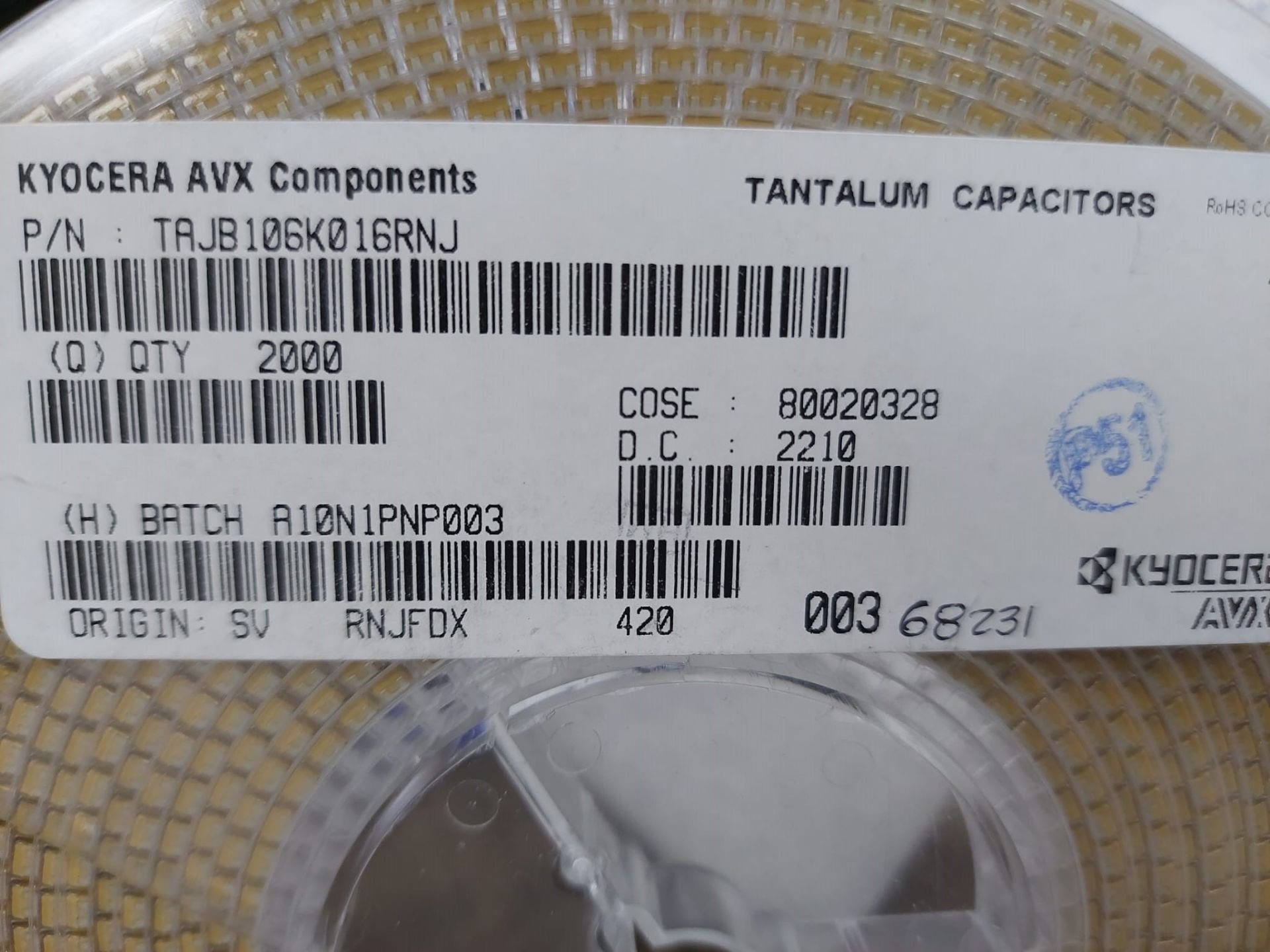 10UF 16V  B CASE (TAJB106K016RNJ) SMD TANTAL