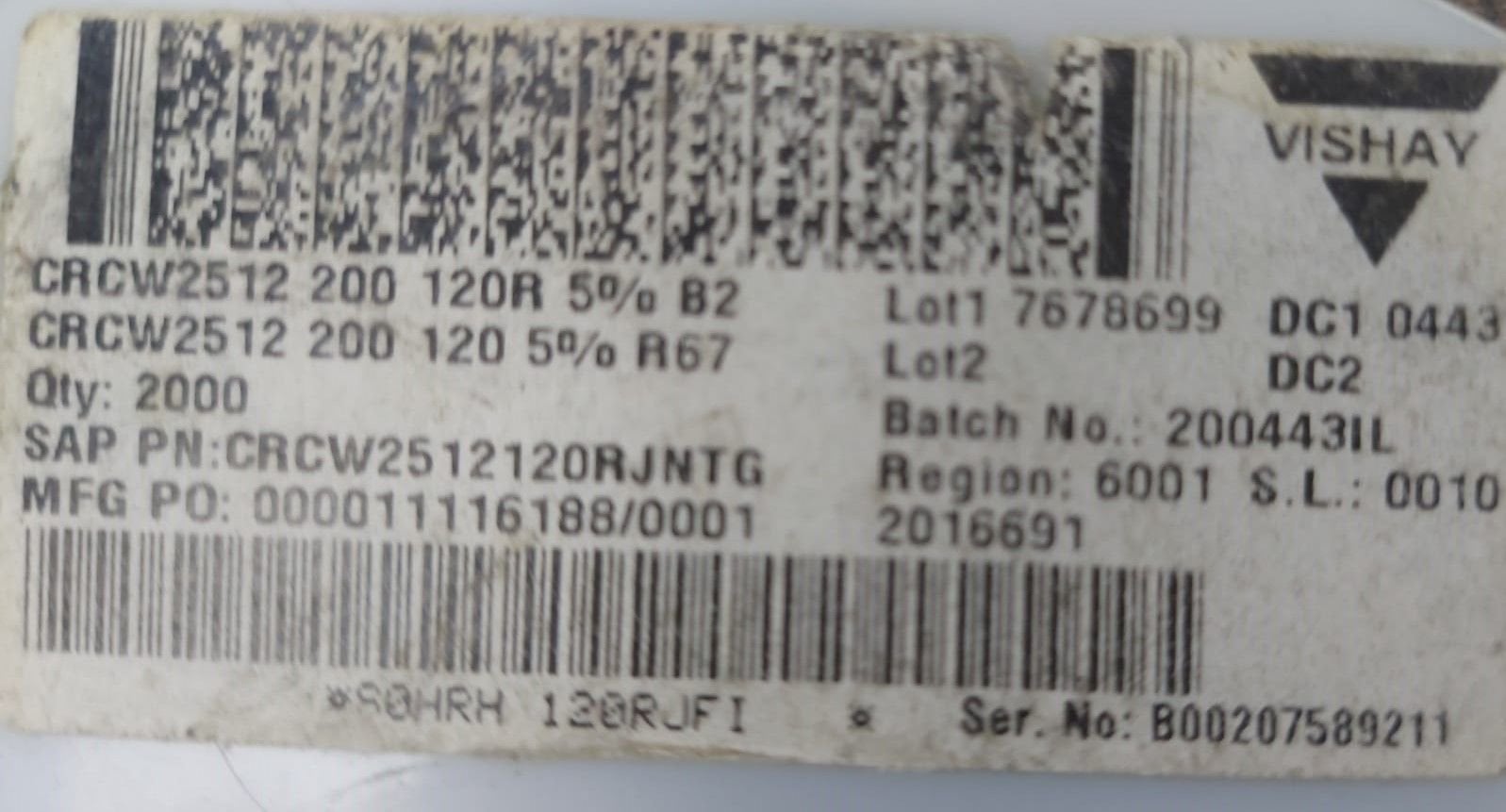 120R  %5  2512  1W SMD
