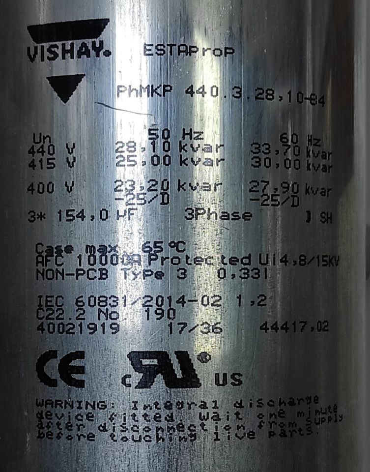 3X154UF 440V 28.10 KVAR