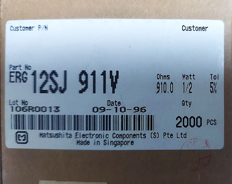 910R 1/2W %5 KARBON FİLM DİRENÇ
