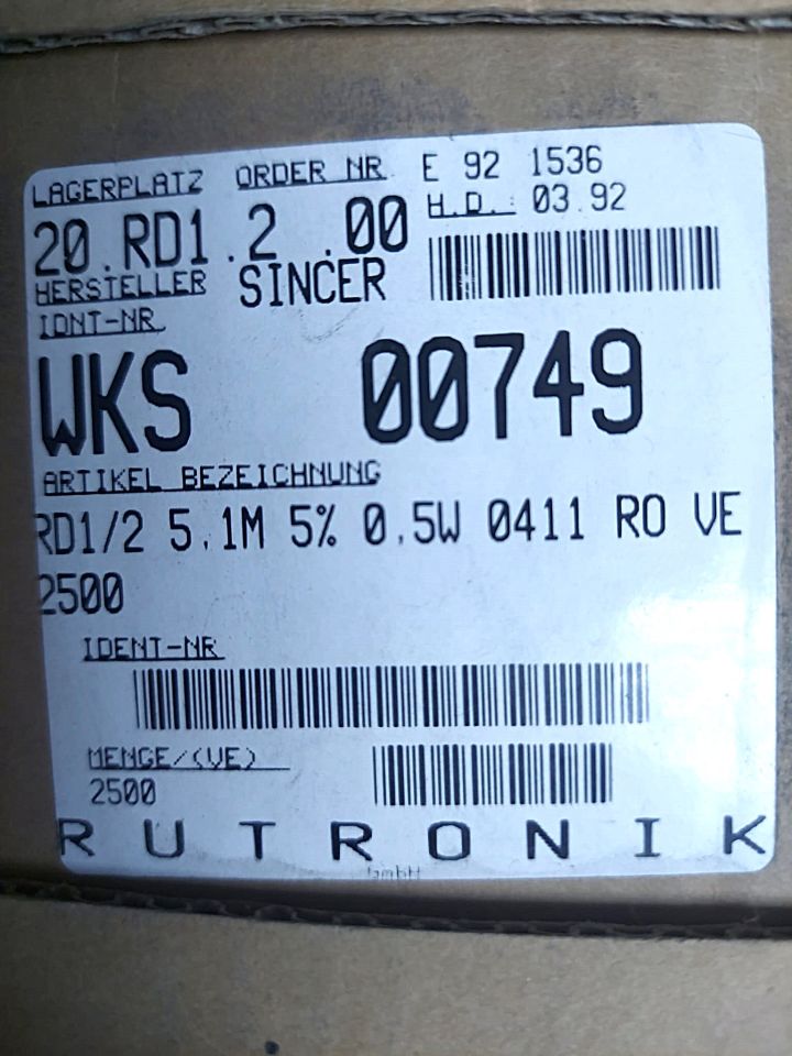 5.1MR 1/2W %5 KARBON FİLM DİRENÇ