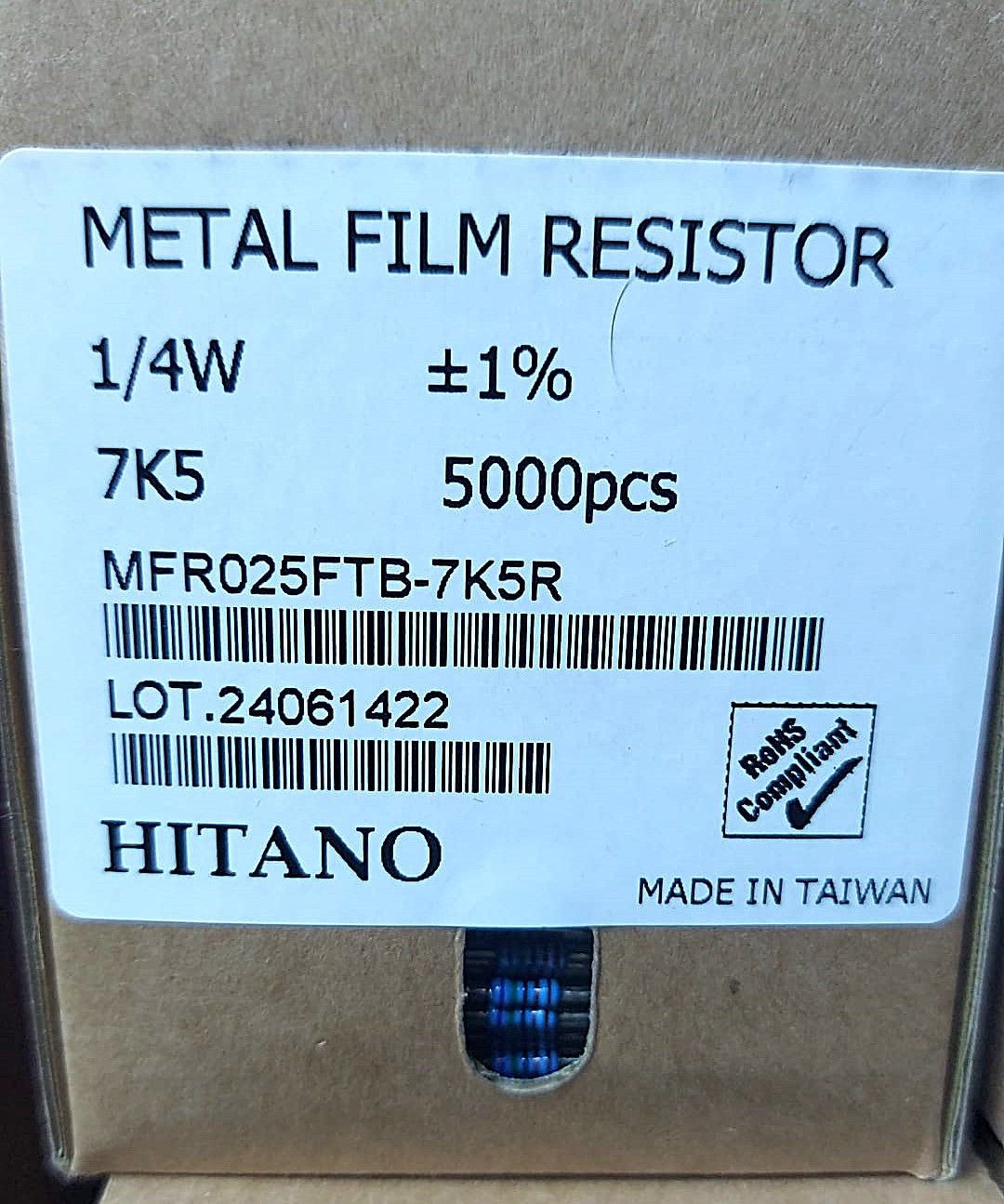 7K5 1/4W %1 METAL FİLM DİRENÇ