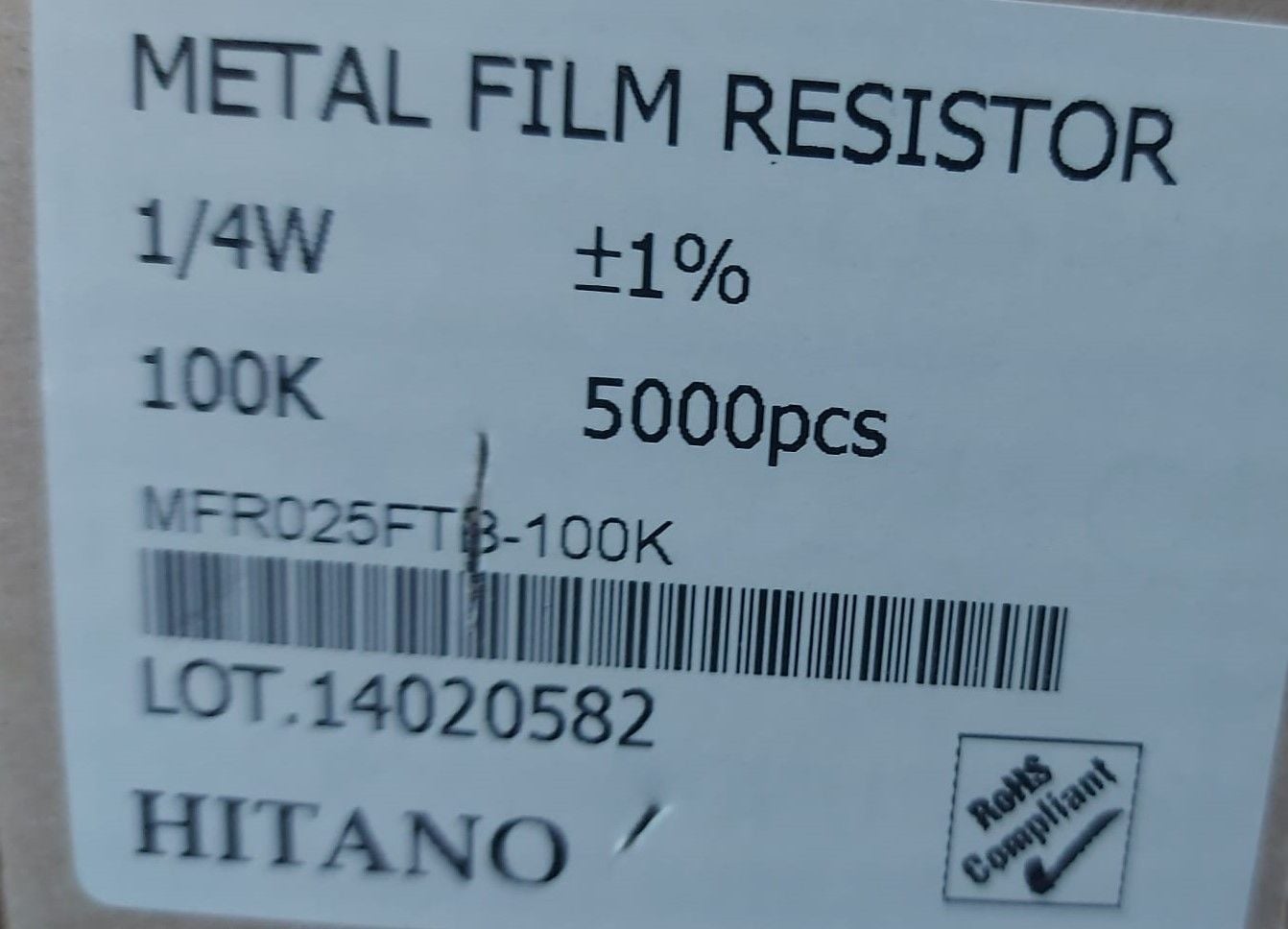 100K  1/4W  %1   METAL FİLM DİRENÇ